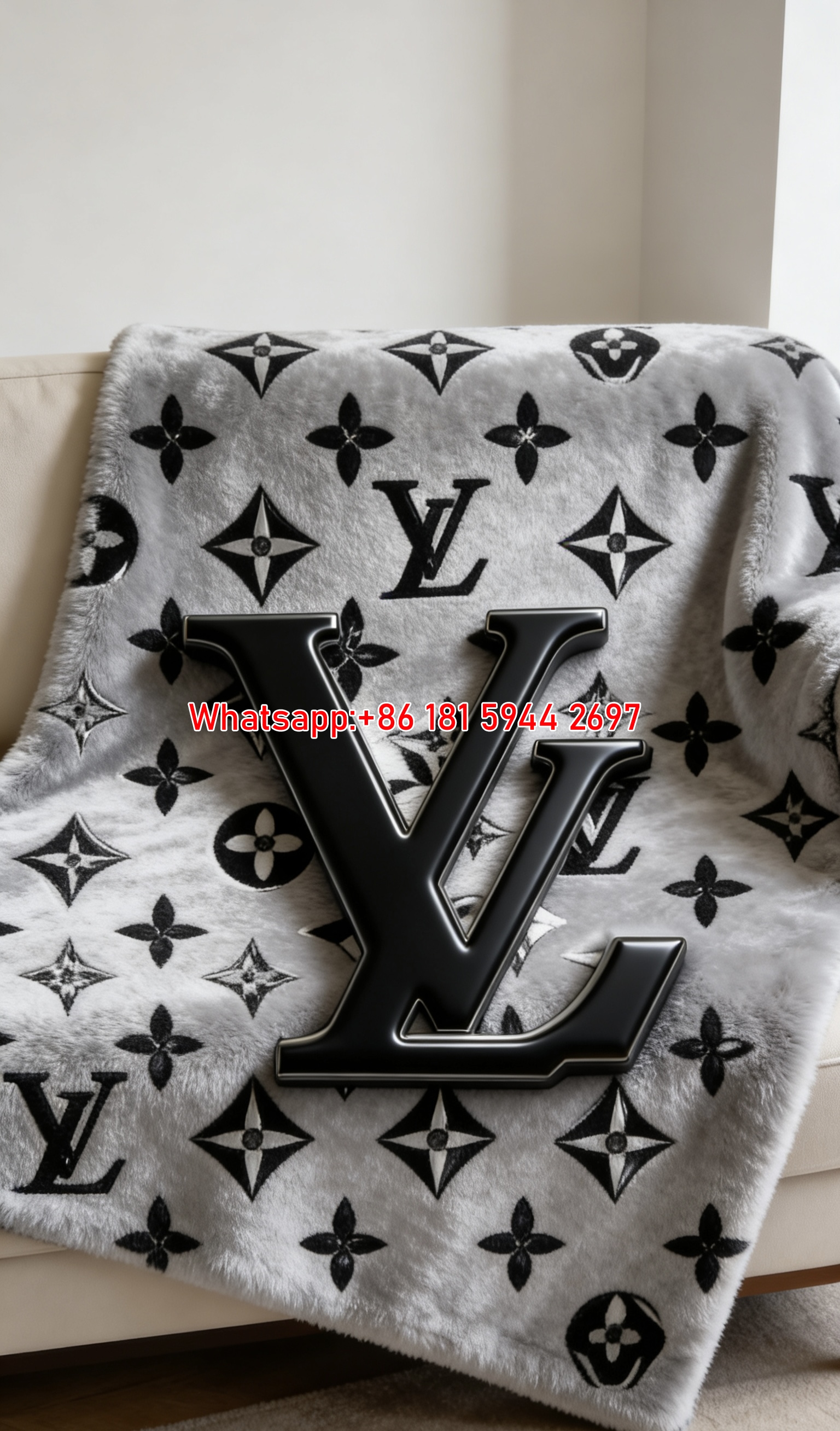 Silver LV Monogram Throw IMG_3151